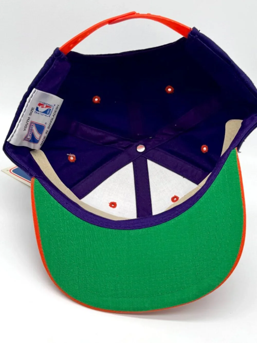 Vintage Phoenix Suns Deadstock Youth Logo 7 Snapback Hat NBA NWT Purple Orange